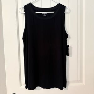 Kim Rogers NWT true black sleeveless top shirt sheer trim women’s size small